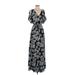 Thakoon Collective Casual Dress - A-Line V Neck Short sleeves: Black Floral Dresses - Women's Size 4