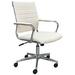 Padded Modern Classic Mid Back Office Chair in Cream Leather