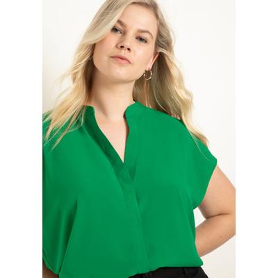 Plus Size Women's Notch Collar Blouse by ELOQUII in Biscuit (Size 30)