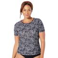 Plus Size Women's Chlorine Resistant Swim Tee by Swimsuits For All in Black Abstract Stripe (Size 34)