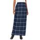 Plus Size Women's Side-Button Wool Skirt by Jessica London in Navy Shadow Plaid (Size 18 W) Wool Faux Wrap Plaid Maxi Skirt