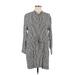 Equipment Casual Dress - Shirtdress High Neck 3/4 sleeves: Gray Stripes Dresses - New - Women's Size 0