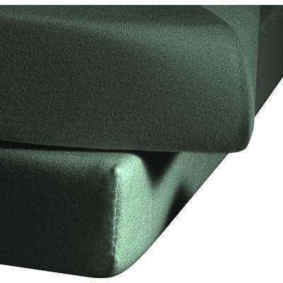 Betttuch FLEURESSE "Colours", grün (jagdgrün), B:220cm L:260cm, Mako-Satin, Obermaterial: 100% Baumwolle, Laken, offenes Bettlaken Image