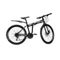 SABUIDDS 26” Adult Mountain Bike, 21 Speed Folding Mountain Bicycles, Dual Disc Brake Folding Bikes for Adults Men and Women, Alloy Frame, for Mountain Trails, Black and White