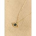 Blue Eye Necklace, 14K Gold Evil Topaz Necklaces, Solid Jewelry, Good Luck Charm New Beginnings