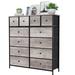 Pirecart 12-drawer Dresser, Fabric Storage Tower W/textured Print Fabric Bins, Tall Chest Organizer Unit Wood in Gray | Wayfair USATCN1044542