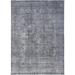 Shahbanu Rugs Thunder Gray Vintage Persian Tabriz Distressed Cropped Thin Overdyed Worn Wool Hand Knotted Rug (9'4" x 12'10")