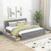 King Size Wooden Platform Bed with Four Storage Drawers, Modern Bed Frame with Headboard