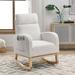 Modern Tufted Accent Rocking Chair, Upholstered Nursery Glider Rocker with High Backrest for Baby and Kids