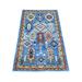 Shahbanu Rugs Lapis Blue Hand Knotted Soft Wool Afghan Ersari with Geometric Gul Motifs Densely Woven Rug (3'0" x 4'0")