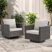 Latitude Run® Ingvald Patio Wicker Rattan Swivel Rocking Outdoor Lounge Accent Chair Set of 2 Wicker/Rattan in Gray/White | Wayfair