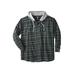 Men's Big & Tall Wrangler® hooded flannel plaid shirt by Wrangler in Charcoal Black (Size 2XL)