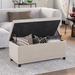 Button-Tufted Ottoman Linen Storage Bench with Safety Close Hinge for Living Room, Entryway, Hallway, Foot Rest