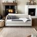 Contemporary Twin Size Daybed with Trundle Upholstered Tufted Sofa Bed, Chenille Fabric, 82.5"x42.5"x34"