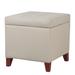 PU Storage Ottoman, Upholstered Square Faux Leather Foot Rest - Flip Top Footstool with Wood Legs, Small Cube Table Extra Seat