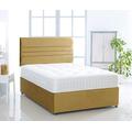 Plush Velvet Divan Bed with 1000 Pocket Mattress and Verona Headboard (Yellow, 3FT- 2 Drawer Same Side)