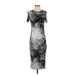 Zara Casual Dress - Midi: Gray Graphic Dresses - Women's Size Small