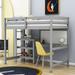 Harriet Bee Braylon Twin Size Wood Loft Bed w/ Shelves, Desk & Ladder in Gray | 65 H x 42 W x 79 D in | Wayfair 66DF2F997989464387CE1280FB6E16DD