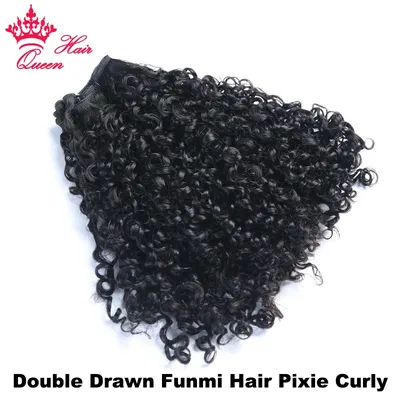 Double Drawn Pixie Curl Funmi Hair Hair Bundles Brazilian Bouncy Curly 100% Virgin Human Raw Hair