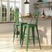 Dothan Series Green 30 High Metal Bar Height Stool With Removable Back For Indoor-Outdoor Use