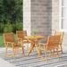moobody Set of 5 Patio Dining Set Acacia Wood Table and 4 Chairs Wooden Outdoor Dining Set for Garden Lawn Courtyard Balcony