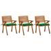 moobody Patio Dining Chairs with Cushions 3 pcs Solid Acacia Wood