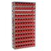 13 Shelf Steel Shelving with (96) 4 H Plastic Shelf Bins Red 36x12x72