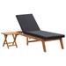 moobody Outdoor Sun Lounger with Cushion and Folding Table Set Backrest Adjustable Chaise Lounge Chair Black Poly Rattan Acacia Wood for Poolside Patio Deck Backyard Balcony Garden Furniture