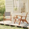 moobody 2 Piece Garden Chairs with Poly Rattan Seat Acacia Wood Outdoor Lounge Chair for Patio Backyard Lawn Balcony Outdoor Furniture 25.6 x 31.9 x 28.9 Inches (W x D x H)