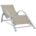 moobody Outdoor Sun Lounger Textilene Chaise Lounge Chair Aluminum Frame Sunlounger Cream for Poolside Patio Balcony Garden 65.7 x 23.6 x 26 Inches (L x W x H)