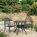 moobody 3 Piece Bistro Set Cast Aluminum Black Table and 2 Chairs Bar Set for Garden Lawn Courtyard