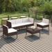 moobody 6 Piece Garden Conversation Set Cushioned 2 Corner Sofa and 3 Middle Sofas with Coffee Table Brown Poly Rattan Sectional Outdoor Furniture Set for Patio Backyard Patio Balcony