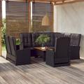 Carevas 4 Piece Patio Set with Cushions Black Poly Rattan