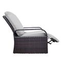 CoSoTower Outdoor Recliner Automatic Adjustable Wicker Lounge Recliner Chair with Comfy Thicken Cushion All Weather Aluminum Frame Brown Wicker + Grey Cushion