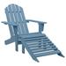 Carevas Patio Adirondack Chair with Ottoman Solid Fir Wood Blue