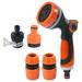 HES 1 Set Garden Hose Nozzle with Thumb Control Heavy Duty 10 Patterns Multifunctional High Pressure Watering Handheld Tool Flower Watering Washing Cars Water Sprayer Nozzle Garden Supplies