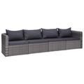moobody 4 Piece Garden Sofa Set 2 Corner and 2 Middle Sofas with Cushion Gray Poly Rattan Sectional Outdoor Furniture Set for Patio Garden Backyard Terrace