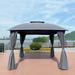 EASTIN 10 x 10 Ft Outdoor Patio Garden Gazebo Canopy With Curtains Grey Top