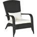 Patio Adirondack Chair With All-Weather Rattan Wicker Soft Cushions Tall Curved Backrest For Deck Or Garden Cream White