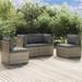 moobody 4 Piece Patio Set with Cushions Gray Poly Rattan