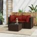 moobody 3 Piece Patio Set with Cushions Brown Poly Rattan