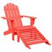 Suzicca Patio Adirondack Chair with Ottoman Solid Fir Wood Red