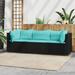 moobody 3 Piece Outdoor Patio Furniture Set Cushioned Seat Middle Sofa and 2 Corner Sofas with Pillows Sectional Sofa Set Poly Rattan Conversation Set for Garden Deck Poolside Backyard