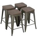 CL.HPAHKL 24 Inches Metal Bar Stools Set of 4 Counter Height Wood Seat Barstool Patio Stool Stackable Backless Stool Indoor Outdoor Metal Kitchen Stools Bar Chairs ï¼ŒBronze