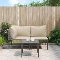 Tomshoo 3 Piece Patio Set with Cushions Gray Poly Rattan