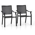 Heavy Duty Outdoor Dining Chairs Set Of 2 Black Metal Stackable Chairs For Outside Patio Wrought Iron Chairs Conversation Set Patio Furniture Bistro Chairs For Garden Backyard Lawn(2 Pieces)