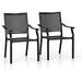 Heavy Duty Outdoor Dining Chairs Set Of 2 Black Metal Stackable Chairs For Outside Patio Wrought Iron Chairs Conversation Set Patio Furniture Bistro Chairs For Garden Backyard Lawn(2 Pieces)