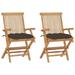 Suzicca Patio Chairs with Taupe Cushions 2 pcs Solid Teak Wood