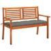 moobody 2-Seater Garden Bench with Gray Seat Cushion Eucalyptus Wood Porch Chair Wooden Outdoor Bench for Patio Backyard Lwan 47.2in x 23.6in x 35in