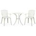 moobody 3 Piece Bistro Set Cast Aluminum Table and 2 Garden Chairs with Hollow Backrest Metal Outdoor Dining Set White for Bar Backyard Patio Balcony